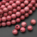 AAA Large Hole Beads 2mm 3mm Drill Natural Pink Petrified Rhodonite 6mm 8mm 10mm Round Beads 8" Strand DK9958