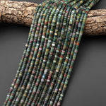 Natural Indian Agate 4mm Heishi Rondelle Beads Forest Green 15.5" Strand