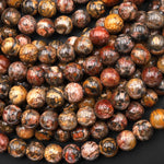 AAA Large Hole Beads 2.5mm Drill Natural Leopard Skin Jasper 8mm Round Beads 8" Strand