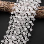 AAA Faceted Natural Rock Quartz Double Terminated Points 6x10mm Beads Center Drilled Gemstone 15.5" Strand
