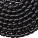 Natural Black Kamagong Ebony Wood Smooth Barrel Drum Beads 8mm Great For Mala Prayer Meditation Therapy 15.5" Strand