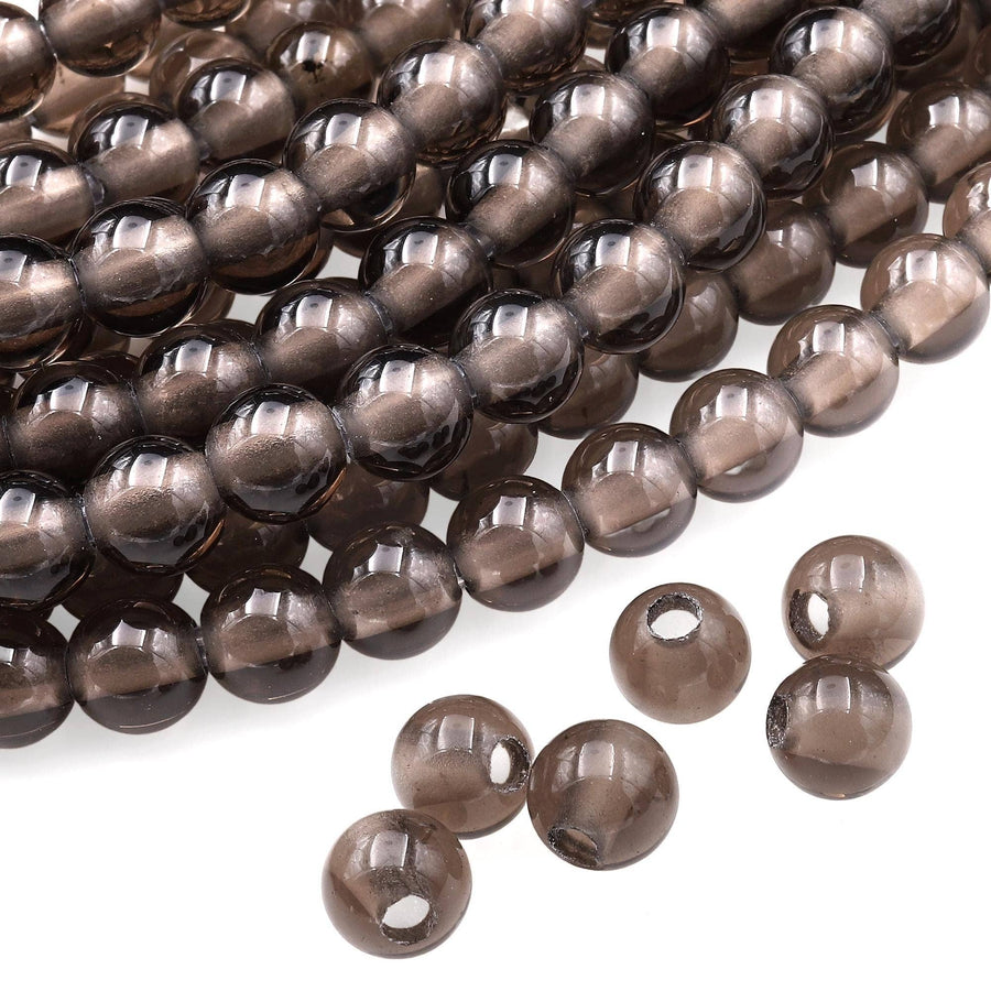 Large Hole Beads 2mm 3mm Drill Natural Ice Obsidian 8mm 10mm Round Beads 8" Strand