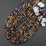 Natural Pink Green Blue Cognac Yellow Tourmaline Smooth Thin Rondelle Beads 5mm 6mm 7mm Gemstone 15.5" Strand