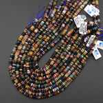 Natural Pink Green Blue Cognac Yellow Tourmaline Smooth Thin Rondelle Beads 5mm 6mm 7mm Gemstone 15.5" Strand