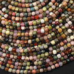 Faceted Natural Imperial Jasper 4mm Cube Beads Micro Diamond Cut Gemstone 15.5" Strand