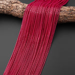 Lab-grown Red Ruby Smooth 2x4mm Thin Tube Gemstone Beads 15.5" Strand