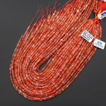AAA Faceted Natural Red Moroccan Agate 4mm Rondelle Beads 15.5" Strand