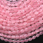 AAA Faceted Natural Pink Rose Quartz 6x8mm Oval Beads Gemstone 15.5" Strand