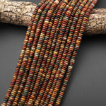 Natural Red Creek Jasper 4mm 6mm Smooth Thin Rondelle Beads Aka Multicolor Picasso Jasper 15.5" Strand