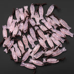 AAA Hand Carved Natural Pink Rose Quartz Fish Charm Pendant Focal Bead
