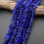 AAA Natural Raw Blue Lapis Lazuli Hand Hammered Freeform Irregular Organic Chip Spike Beads 16.5" Strand