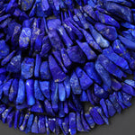 AAA Natural Raw Blue Lapis Lazuli Hand Hammered Freeform Irregular Organic Chip Spike Beads 16.5" Strand