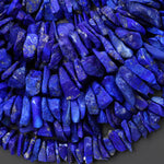 AAA Natural Raw Blue Lapis Lazuli Hand Hammered Freeform Irregular Organic Chip Spike Beads 16.5" Strand