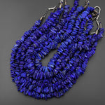AAA Natural Raw Blue Lapis Lazuli Hand Hammered Freeform Irregular Organic Chip Spike Beads 16.5" Strand