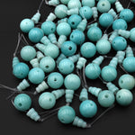 AAA Large 12mm Natural Gemstone Guru Blue Amazonite Beads Three Holes T-Beads Mala Making 3 Holes Prayer Beads Cones A1