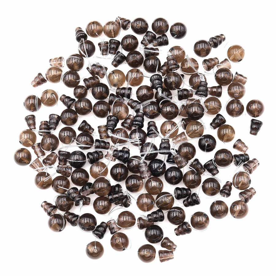 AAA 8mm 10mm Natural Gemstone Guru Smoky Quartz Beads Three Holes T-Beads Mala Making 3 Holes Prayer Beads Cones