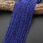 AAA Genuine Natural Blue Lapis 2mm Smooth Round Gemstone Beads 15.5" Strand