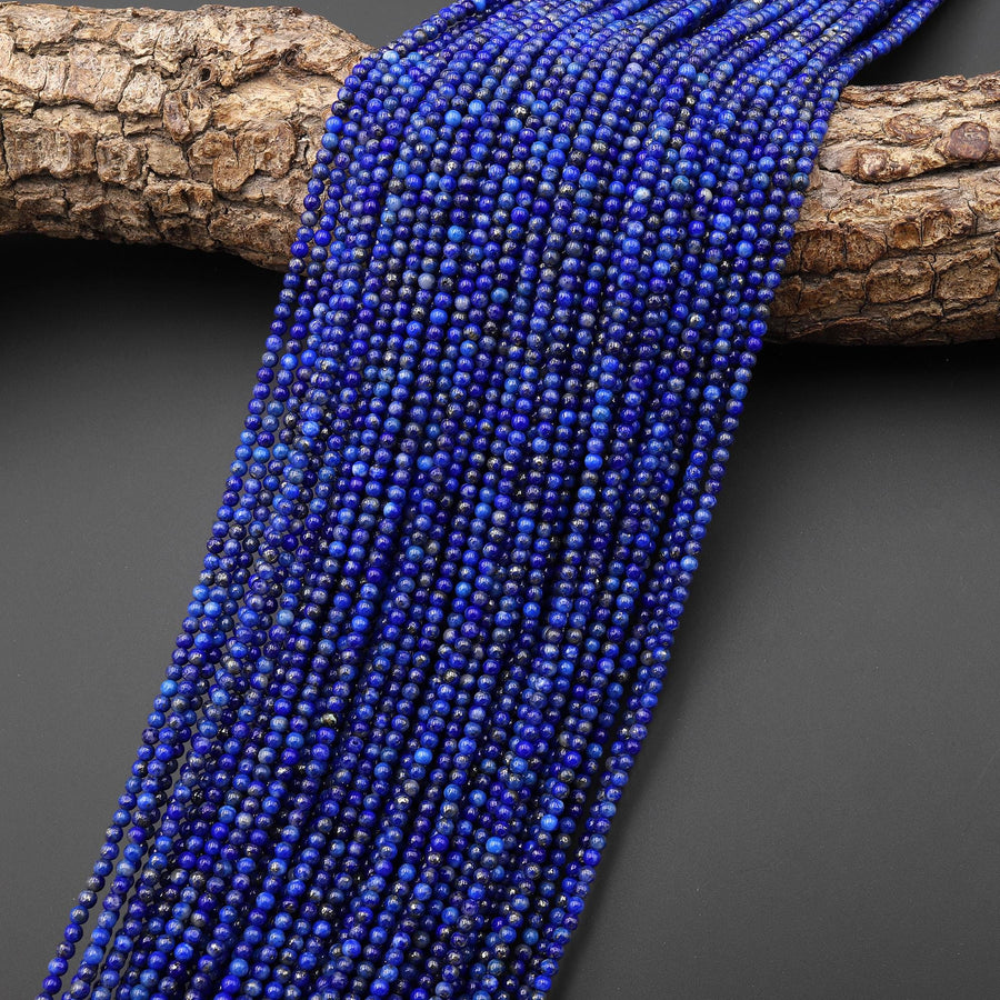 AAA Genuine Natural Blue Lapis 2mm Smooth Round Gemstone Beads 15.5" Strand