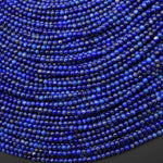 AAA Genuine Natural Blue Lapis 2mm Smooth Round Gemstone Beads 15.5" Strand