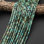 Natural African Turquoise 4x8mm Cylinder Tube Beads 15.5" Strand