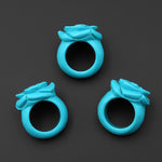 Hand Carved Turquoise Jasper Rose Flower Ring Aka Dyed Sleeping Beauty
