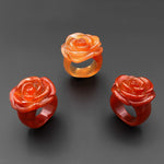 Hand Carved Natural Carnelian Rose Flower Ring Aka Dyed Sleeping Beauty