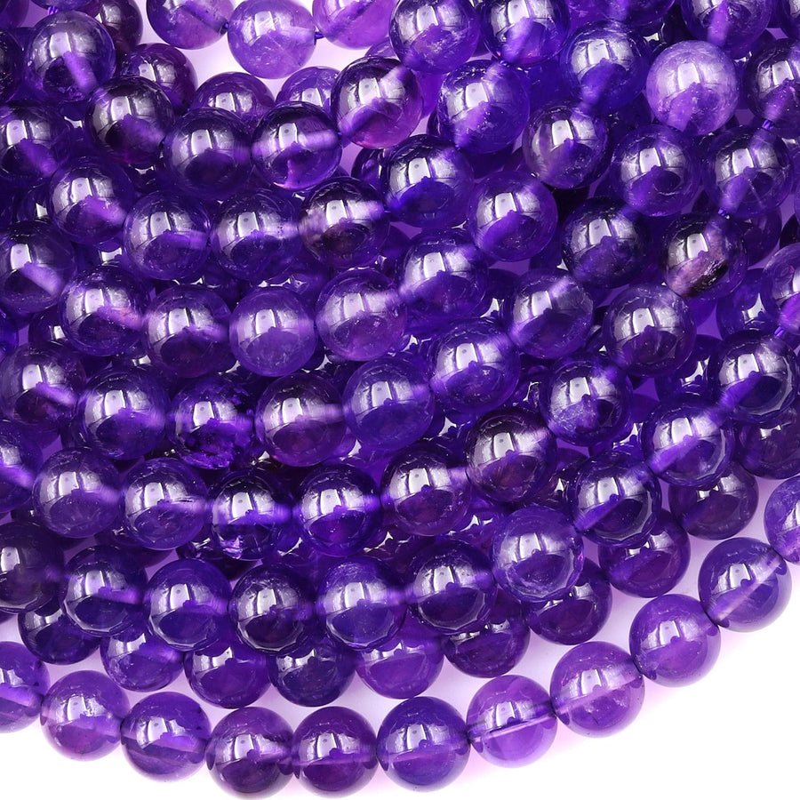 AAA Natural Purple Amethyst 2mm 4mm 6mm 8mm 10mm 12mm 14mm Round Beads Gemstone 15.5" Strand