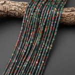Natural Red Green Indian Agate 4mm Heishi Rondelle Beads Aka Bloodstone 15.5" Strand