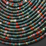 Natural Red Green Indian Agate 4mm Heishi Rondelle Beads Aka Bloodstone 15.5" Strand