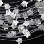 AAA Natural White Mother of Pearl Hand Carved Cherry Blossom Flower 10mm Gemstone Beads Strand