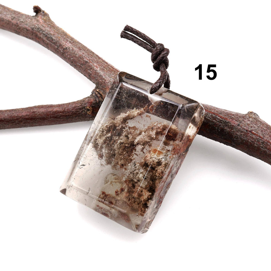 AAA Natural Lodalite Phantom Quartz Pendant One-of -Kind Drilled Gemstone Focal Bead