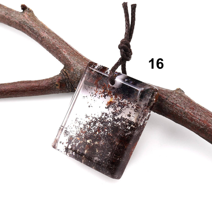 AAA Natural Lodalite Phantom Quartz Pendant One-of -Kind Drilled Gemstone Focal Bead