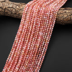 AAA Faceted Natural Peruvian Pink Opal 4mm Round Gemstone 15.5" Strand