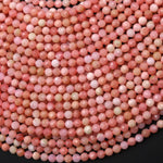 AAA Faceted Natural Peruvian Pink Opal 4mm Round Gemstone 15.5" Strand