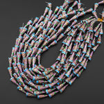 Lavender Purple Blue Pink Green Cloisonné Cone Cap Bead 9x22mm Decorative Floral 15.5" Strand