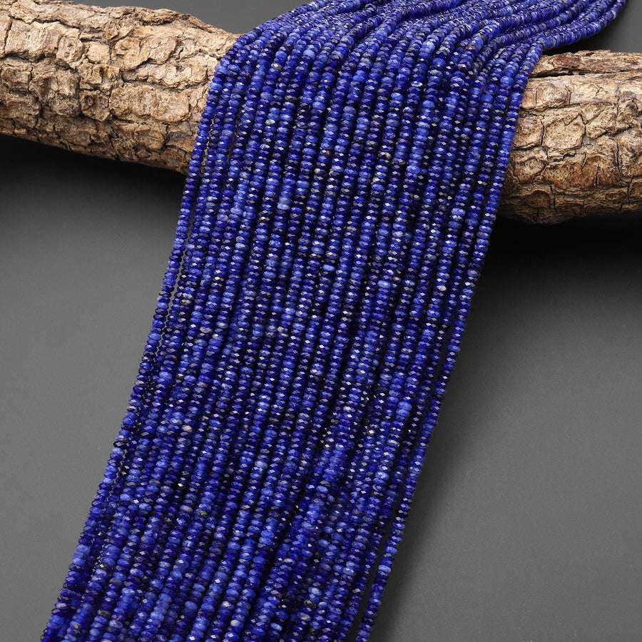 AAA Faceted Natural Blue Sodalite 2mm 3mm Thin Rondelle Beads 15.5" Strand