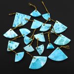 Natural Blue Larimar Triangle Fan Pendant Drilled Genuine Real Blue Larimar Gemstone Focal Bead b0894