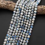 AAA Genuine Natural K2 Round Beads 8mm 10mm 12mm 14mm 15mm 16mm 17mm Blue Azurite in Quartz Granite From Pakistan Afghanistan 16" Strand