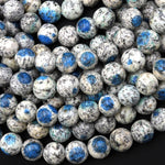 AAA Genuine Natural K2 Round Beads 8mm 10mm 12mm 14mm 15mm 16mm 17mm Blue Azurite in Quartz Granite From Pakistan Afghanistan 16" Strand