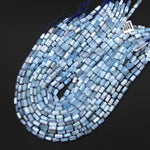 Natural Blue Aquamarine Tube Cylinder Gemstone Beads 15.5" Strand b4968