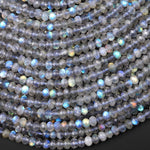 AAA Faceted Labradorite 5mm Rondelle Beads Brilliant Rainbow Golden Blue Flashes Fire 15.5" Strand