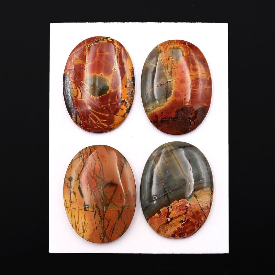 Undrilled Natural Red Creek Jasper Dagger Pendant Cabochon Oval Shape 30x38mm Aka Multicolor Picasso Picture Jasper