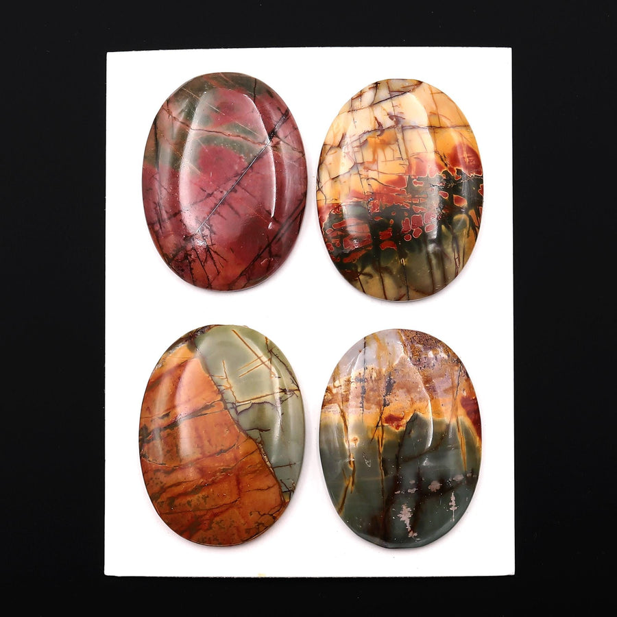 Undrilled Natural Red Creek Jasper Dagger Pendant Cabochon Oval Shape 30x38mm Aka Multicolor Picasso Picture Jasper