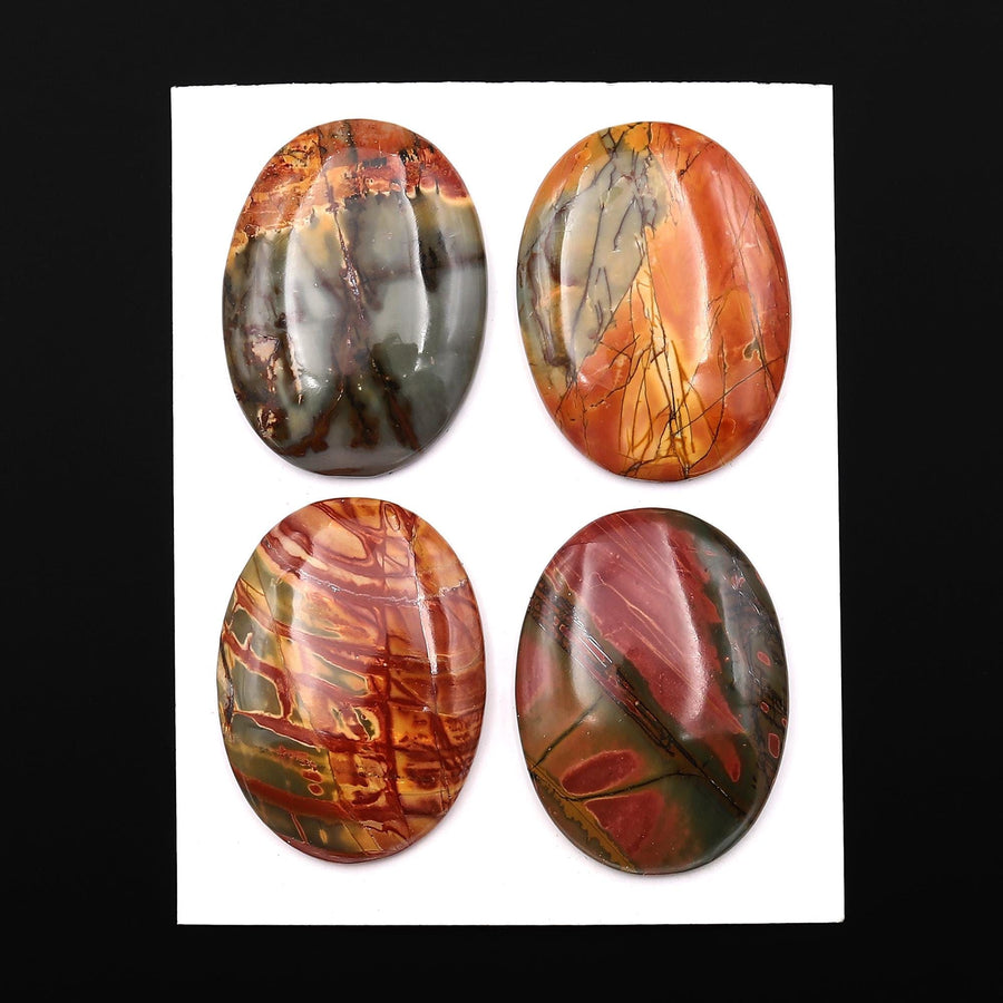 Undrilled Natural Red Creek Jasper Dagger Pendant Cabochon Oval Shape 30x38mm Aka Multicolor Picasso Picture Jasper