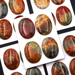 Undrilled Natural Red Creek Jasper Dagger Pendant Cabochon Oval Shape 30x38mm Aka Multicolor Picasso Picture Jasper
