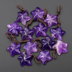 AAA Hand Carved Natural Gemstone Wishing Star Pendant Rock Quartz Amazonite Amethyst Rose Quartz Aventurine Lapis Strawberry Quartz