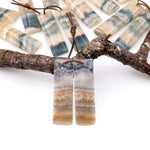 Rare Natural Green Moss Fluorite Rectangle Earring Pair Drilled Matched Gemstone Beads