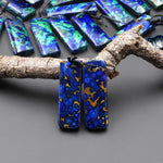 Drilled Natural Azurite Chrysocolla Rectangle Earring Pair Matched Gemstone Stone Beads