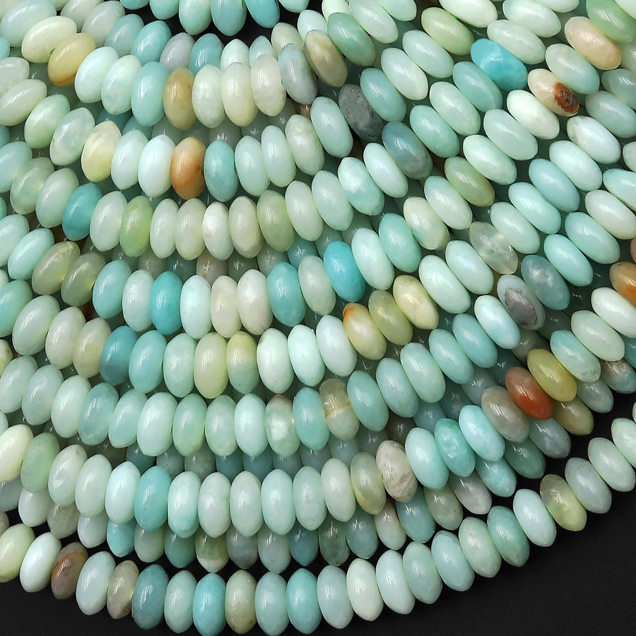 Natural Aqua Blue Green Amazonite 6mm Rondelle Saucer Beads 15.5" Strand