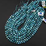 Natural Teal Blue Green Apatite Faceted 6mm Cube Beads Gemstone Dice 15.5" Strand